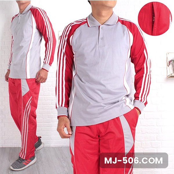 Setelan Training Lengan Panjang Abu Merah Celana Merah Setelan Training Lengan Panjang Abu Merah Celana Merah, setelan polo raglan katun cardet 24s dan celana training diadora