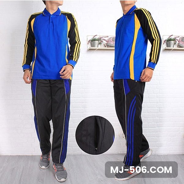 Setelan Training Lengan Panjang Biru Hitam Kuning Celana List Biru Setelan Training Lengan Panjang Biru Hitam Kuning Celana List Biru, setelan polo raglan katun cardet 24s dan celana training diadora