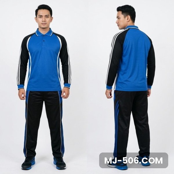 Setelan Training Lengan Panjang Biru Hitam Putih Setelan Training Lengan Panjang Biru Hitam Putih, setelan polo raglan katun cardet 24s dan celana training diadora