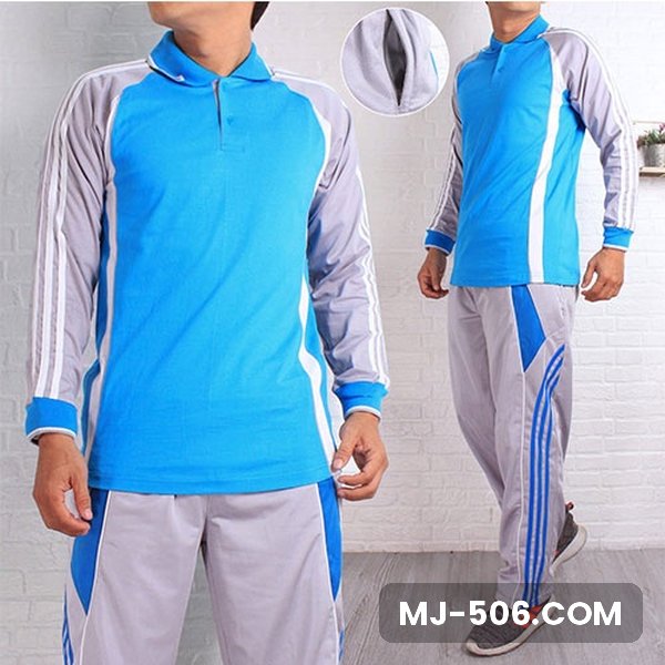 Setelan Training Lengan Panjang Biru Muda Abu Setelan Training Lengan Panjang Biru Muda Abu, setelan polo raglan katun cardet 24s dan celana training diadora