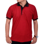 Kaos Polo Maroon Muda Krah Hitam