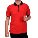 Kaos Polo Merah Krah Hitam