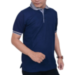 Kaos Polo Biru Dongker Krah Abu