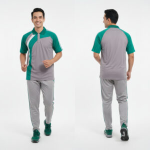 Setelan Baju Training Pria Warna Abu Toska