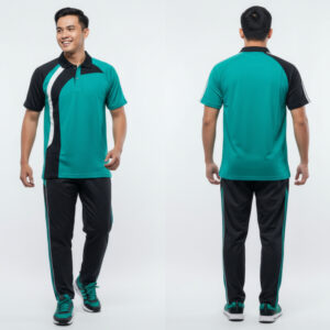 Setelan Baju Training Pria Warna Hijau Toska