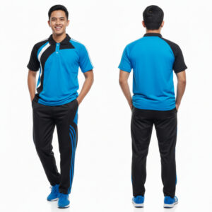 Setelan Baju Training Pria Warna Biru Turkis