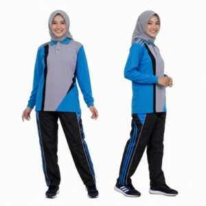 Setelan Training Seragam Olahraga Warna Abu Turkis