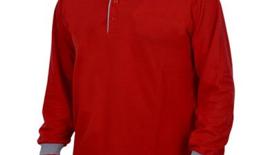 Kaos Polo Lengan Panjang Warna Merah