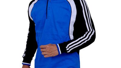 Kaos Olahraga Lengan Panjang Warna Biru