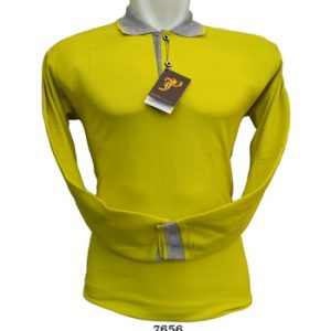 Polo Shirt Lengan Panjang Warna Hijau Lemon