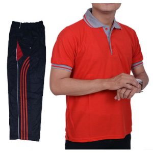 Setelan Baju Kaos Olahraga Warna Merah