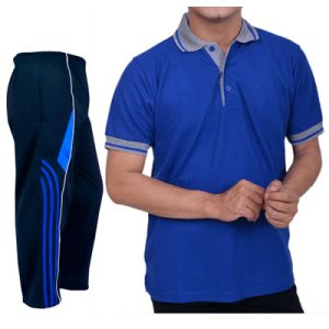 Setelan Baju Kaos Olahraga Warna Biru Benhur