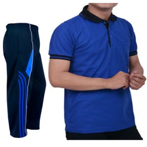 Setelan Baju Kaos Olahraga Warna Biru