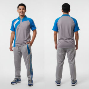 Setelan Baju Training Pria Warna Abu Turkis