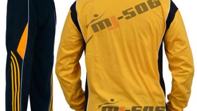 Setelan Kaos Seragam Lengan Panjang Warna Kuning