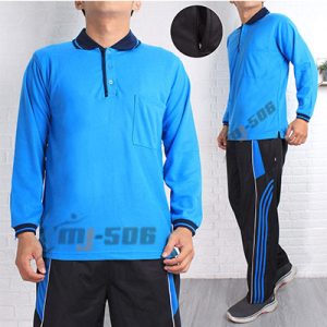 Setelan Kaos Olahraga Polos Warna Biru Turkis