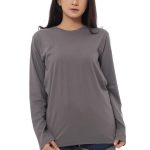 Kaos Polos Wanita Lengan Panjang Abu Tua