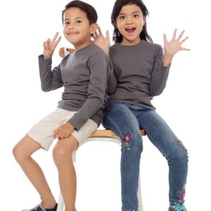 Kaos Polos Anak Lengan Panjang Abu Tua
