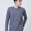 Kaos Polos Pria Lengan Panjang Warna Abu Tua - Gambar 2