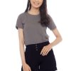 Kaos Polos Wanita Warna Abu Tua - Gambar 2