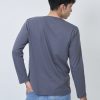 Kaos Polos Pria Lengan Panjang Warna Abu Tua - Gambar 3