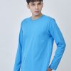 Kaos Polos Pria Lengan Panjang Biru Turkis - Gambar 2