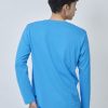 Kaos Polos Pria Lengan Panjang Biru Turkis - Gambar 3