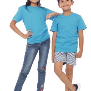 Kaos Polos Anak Warna Biru Turkis