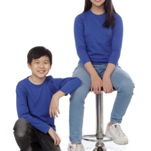Kaos Polos Anak Lengan Panjang Biru Benhur