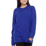 Kaos Polos Wanita Lengan Panjang Biru Benhur