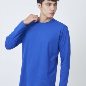 Kaos Polos Pria Lengan Panjang Biru Benhur