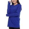 Kaos Polos Wanita Lengan Panjang Biru Benhur - Gambar 2