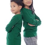 Kaos Polos Anak Lengan Panjang Hijau Botol