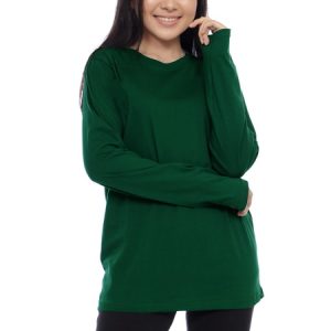 Kaos Polos Wanita Lengan Panjang Hijau Botol