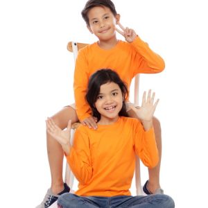 Kaos Polos Anak Lengan Panjang Warna Orange