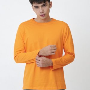 Kaos Polos Pria Lengan Panjang Warna Orange