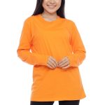 Kaos Polos Wanita Lengan Panjang Warna Orange