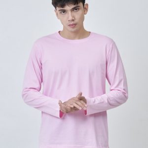 Kaos Polos Pria Lengan Panjang Baby Pink