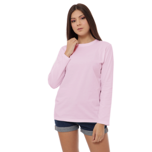Kaos Polos Wanita Lengan Panjang Baby Pink