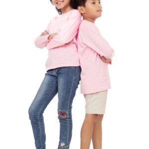 Kaos Polos Anak Lengan Panjang Pink Baby