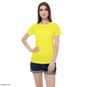 Kaos Polos Wanita Warna Kuning Kenari