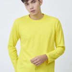 Kaos Polos Pria Lengan Panjang Kuning Kenari