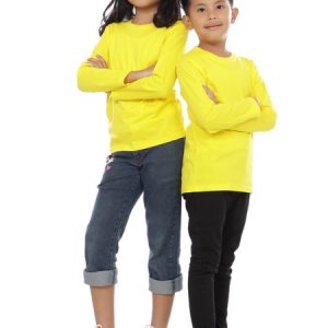 Kaos Polos Anak Lengan Panjang Kuning Kenari