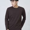 Kaos Polos Pria Lengan Panjang Coklat Tua - Gambar 2