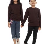 Kaos Polos Anak Lengan Panjang Coklat Tua