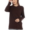 Kaos Polos Wanita Lengan Panjang Coklat Tua