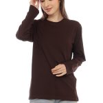 Kaos Polos Wanita Lengan Panjang Coklat Tua