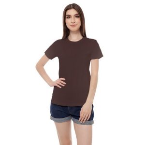 Kaos Polos Wanita Warna Coklat Tua