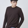 Kaos Polos Pria Lengan Panjang Coklat Tua