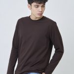 Kaos Polos Pria Lengan Panjang Coklat Tua